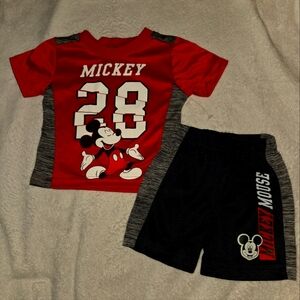 Disney Red and Black Mickey Mouse Short Sleeve Tee